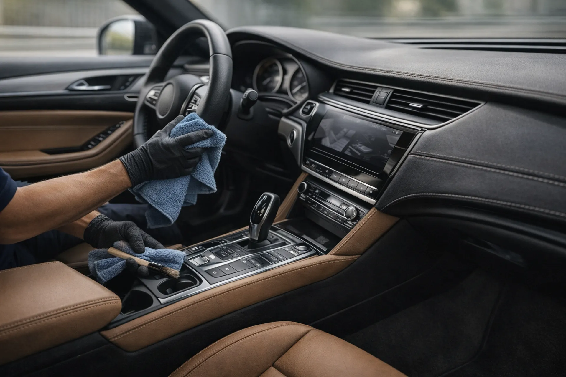 Close view of interior detailing inside a premium vehicle